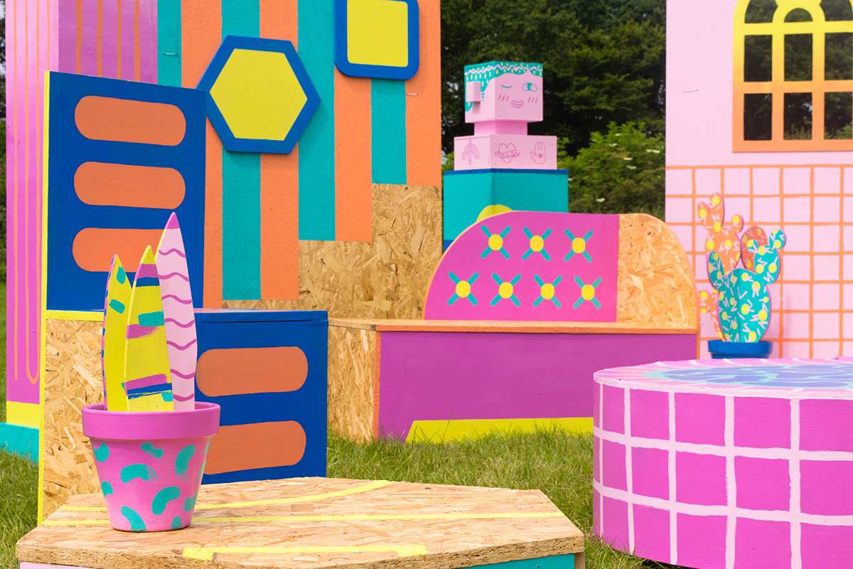 instalation festival design playhouse pattern colour