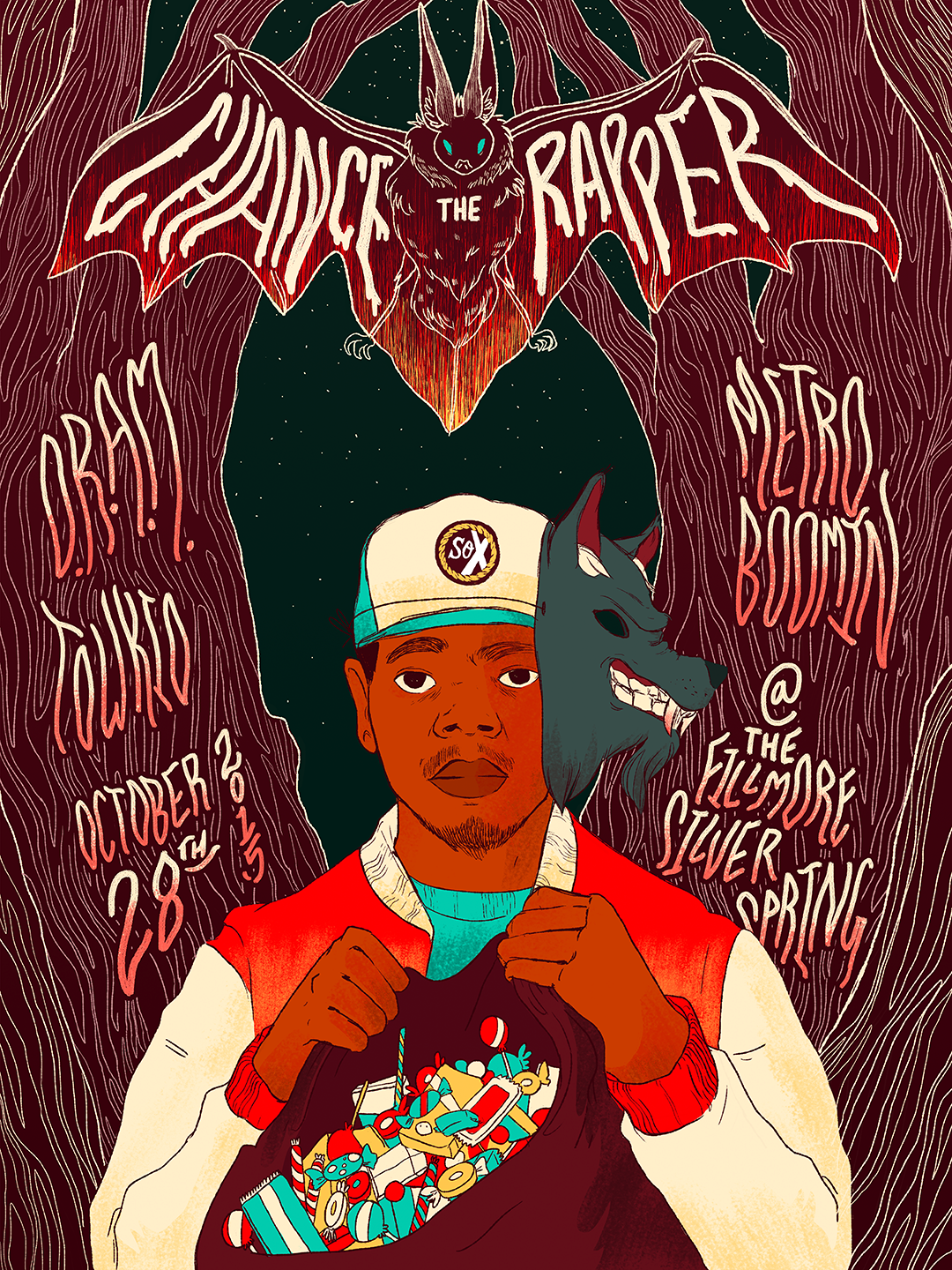 gig poster gig posters chance the rapper The Fillmore towkio Metro Boomin d.r.a.m. Halloween spooky trick or treat