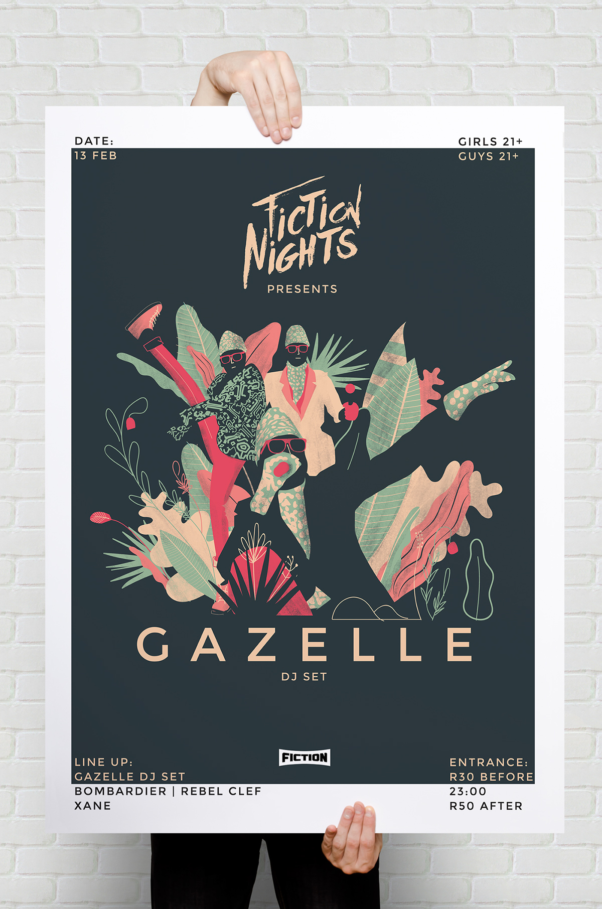 gazelle disco plants party Fun neon jungle adobe flyer facebook iphone apple