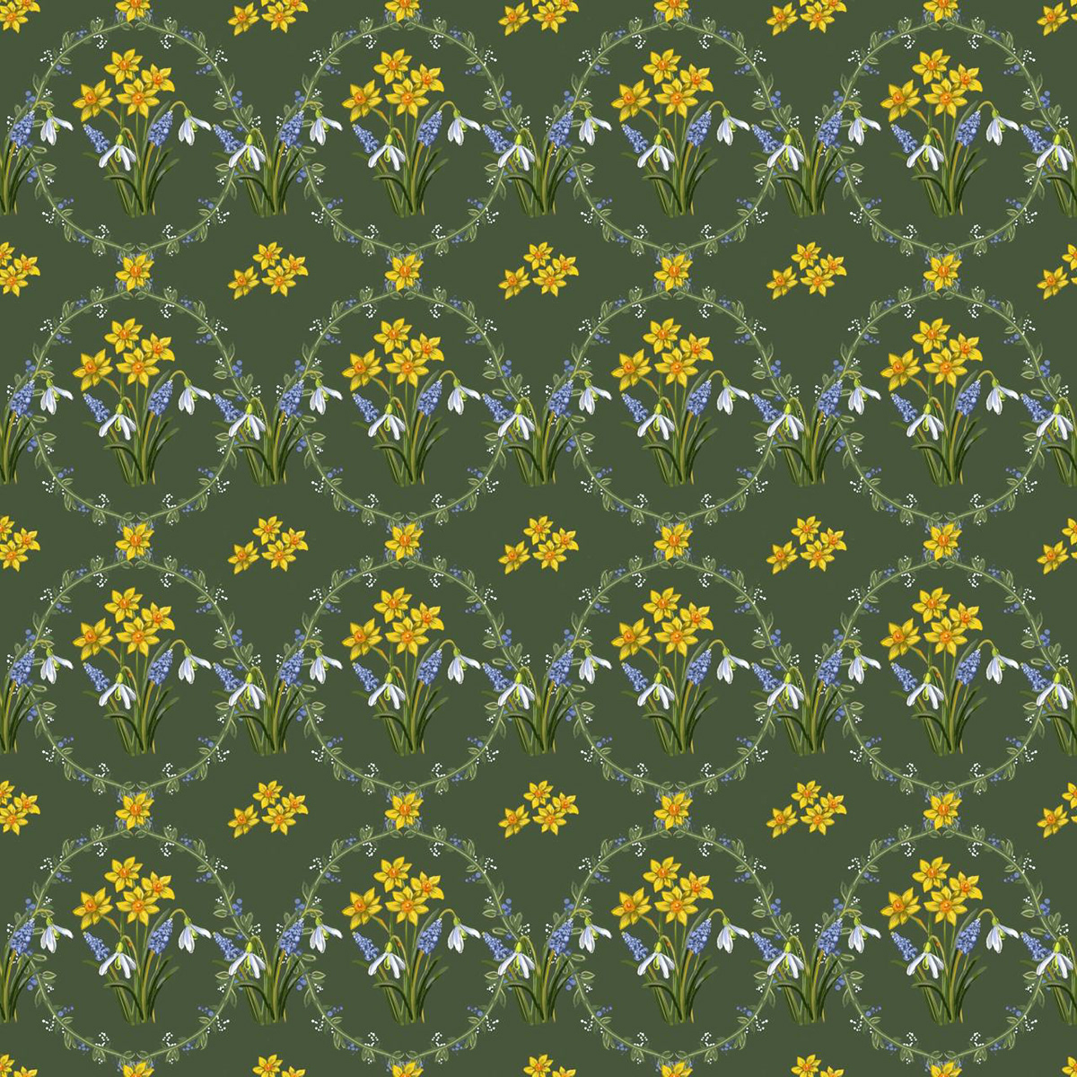 pattern Flowers spring botanic print