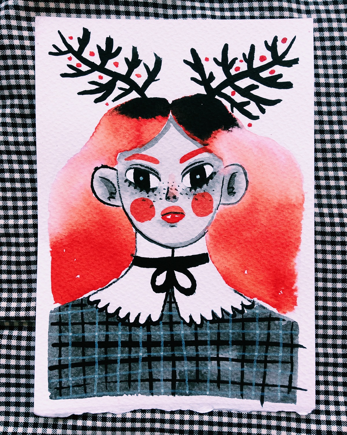 El Salvador ink gouache acrylic watercolor witch demon woman