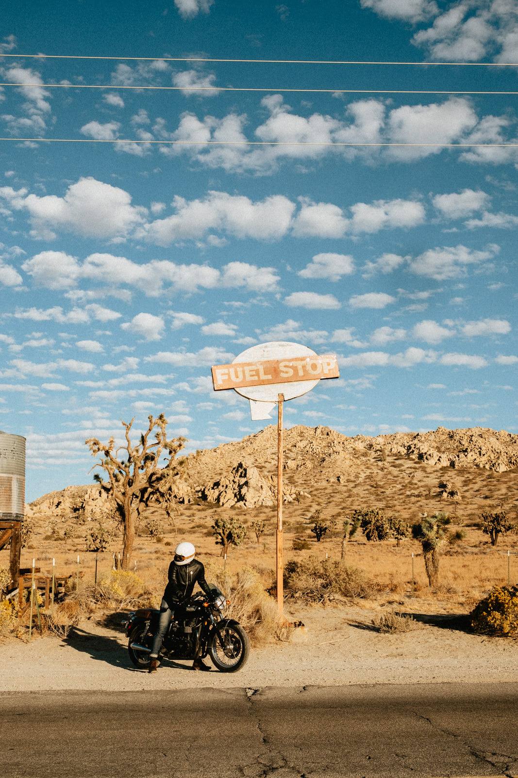 motorbike ride adventure wild folk California desert jeans triumph cafe racer