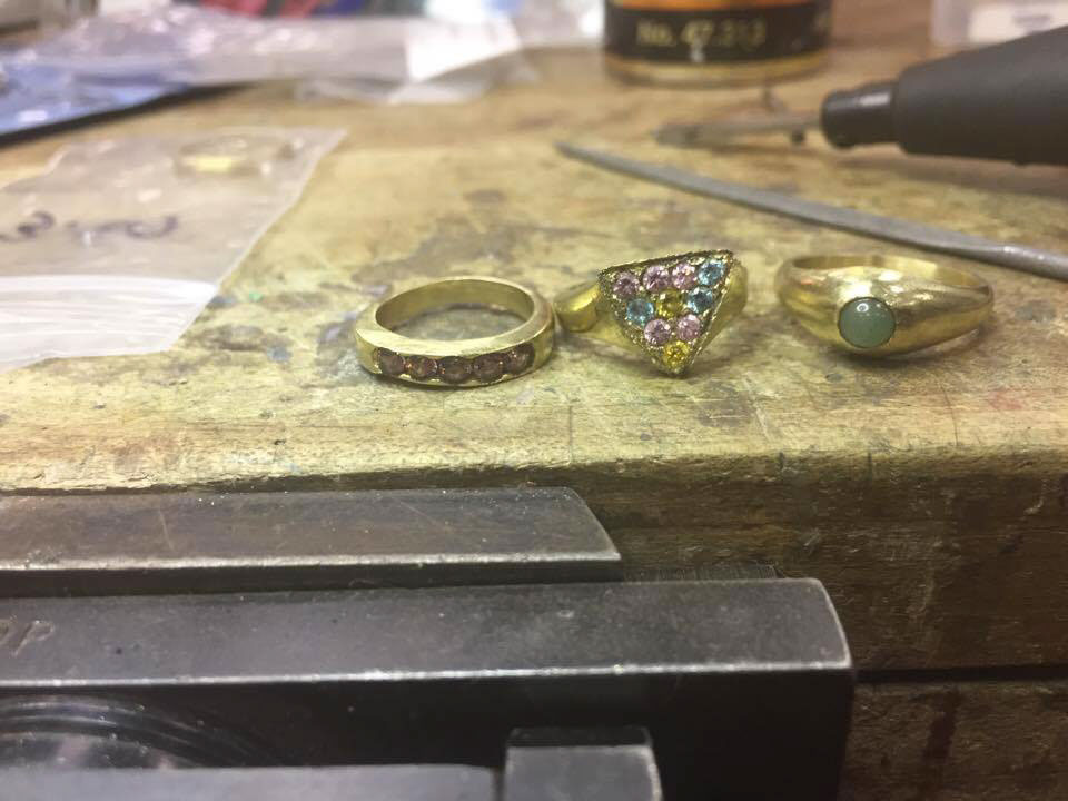 stone setting pave gypsy Channel rings jewelry fabrication