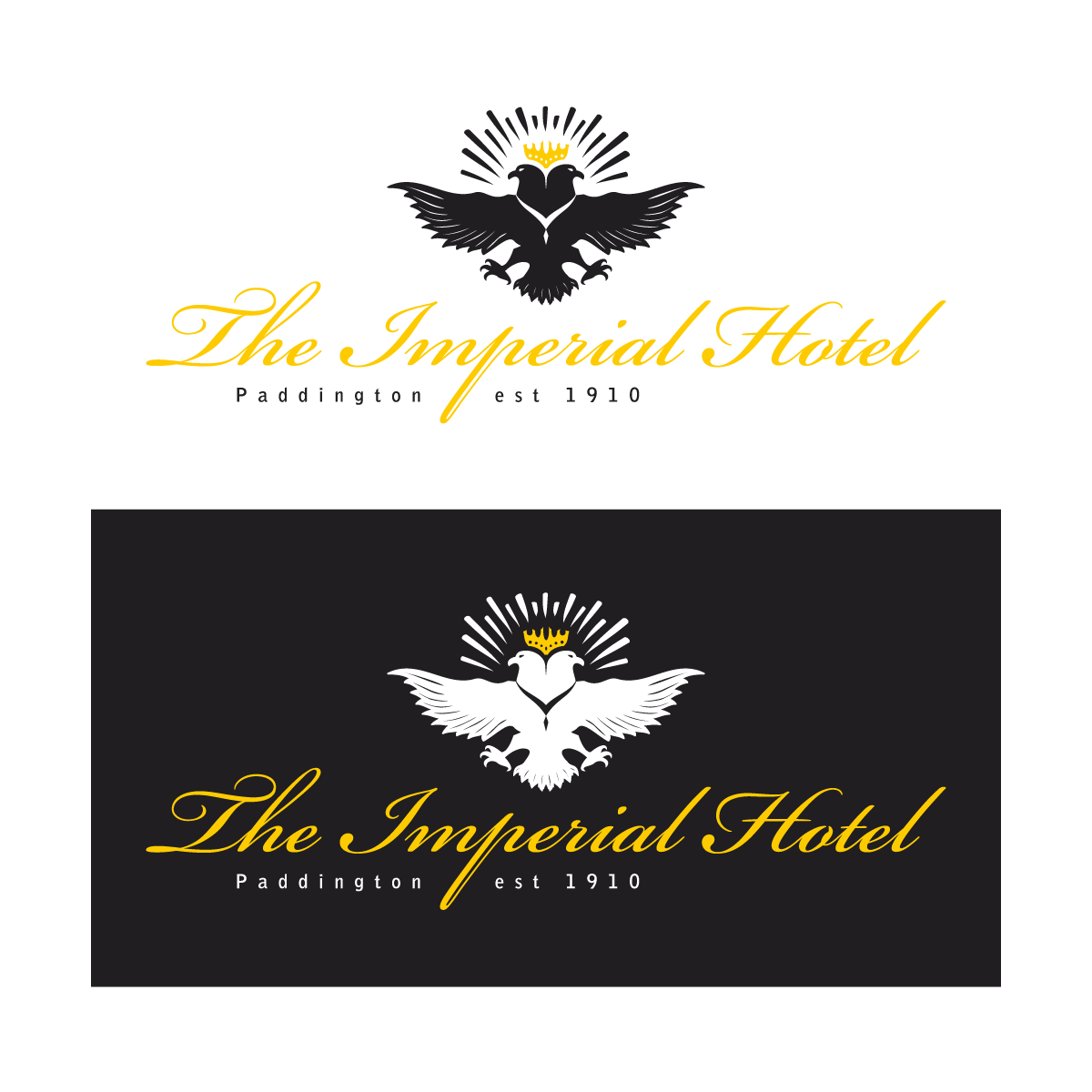 Logotype logo corporate eagle bird hotel imperial Australia 2 heads crown wings