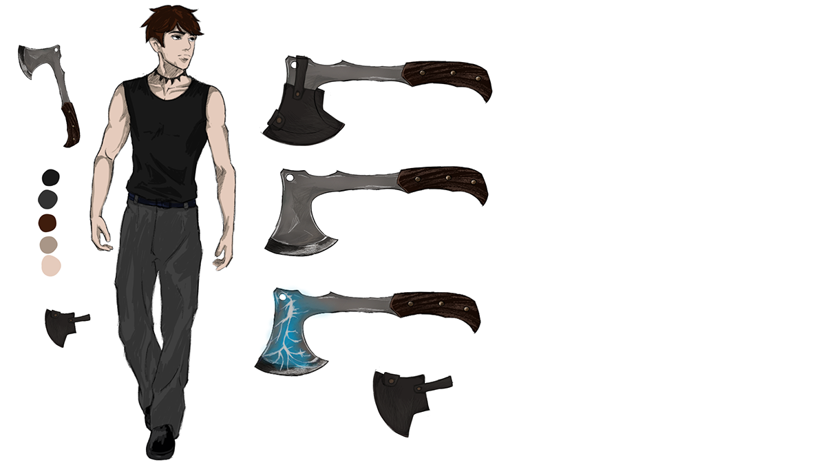 person model Character design  punk axe