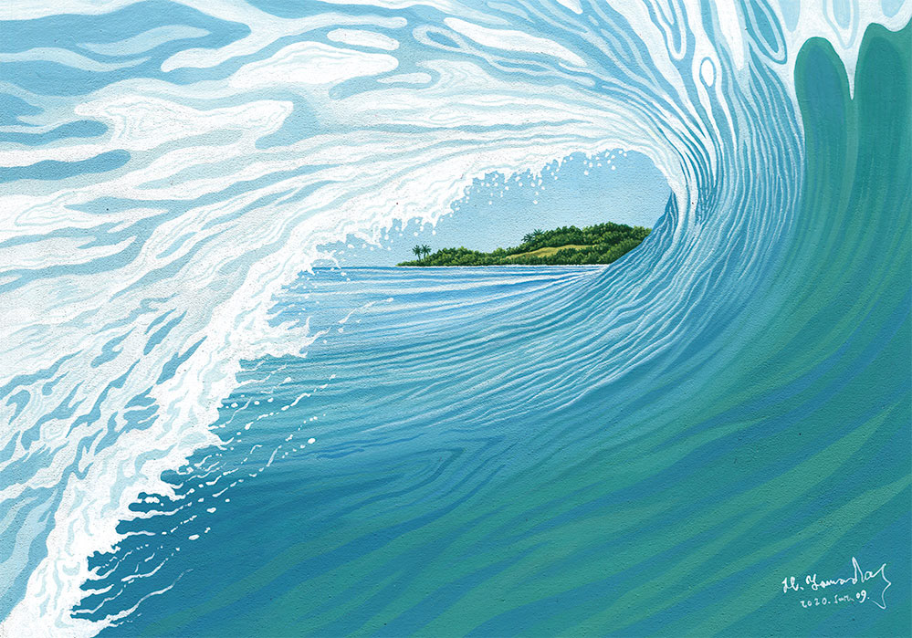 pipeline surfing tube wave サーフィン チューブ パイプライン 波のイラスト 波の絵 波のイラストレーション