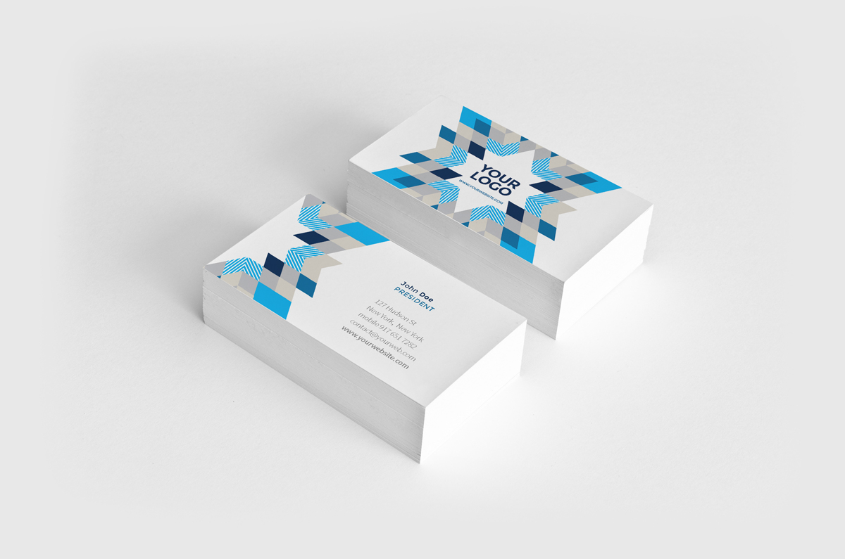 Stationery business card blue pattern modern template