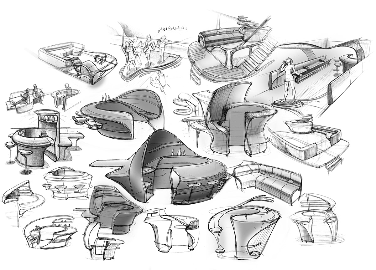 sketching rendering pitchers Blenders trashcan cooking
