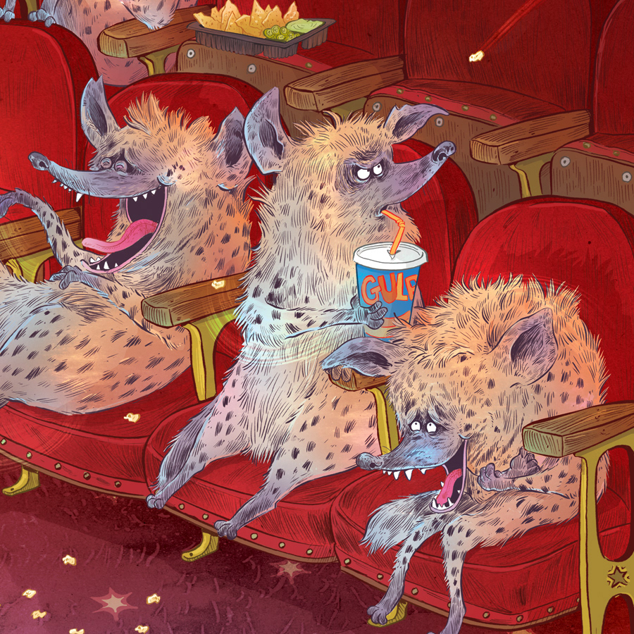 artprint Cinema funny humour hyena hyenas interiorart seating Theatre wallart