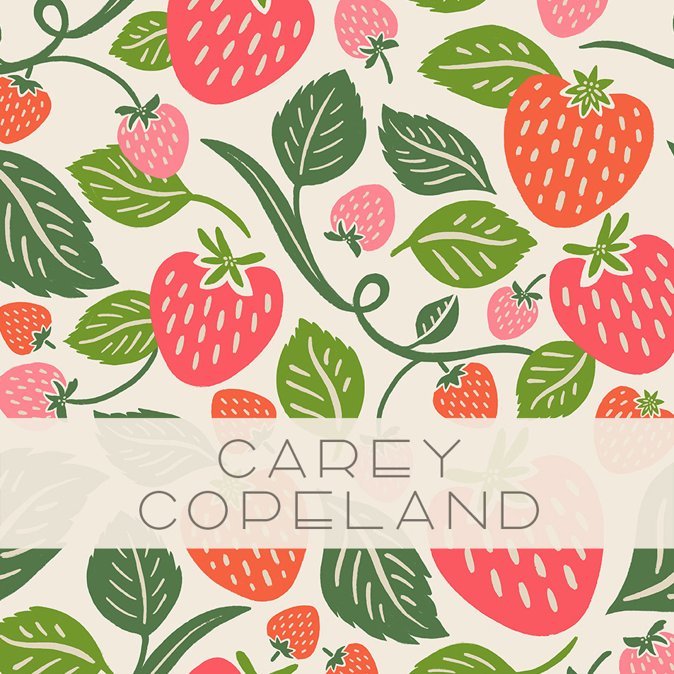 strawberry strawberry pattern strawberries Fruit ILLUSTRATION  artwork Packaging hand drawn Carey Copeland