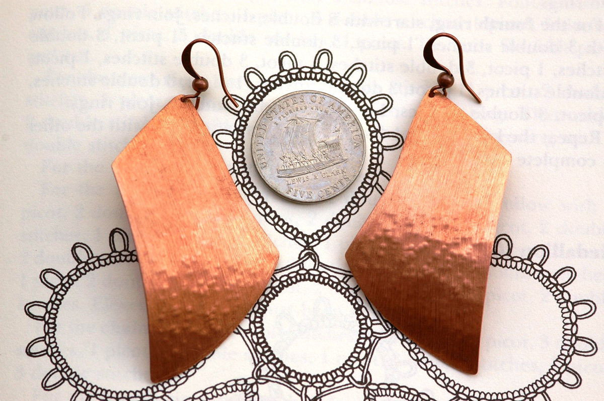 jewelry metal copper Necklace earrings chain RECYCLED