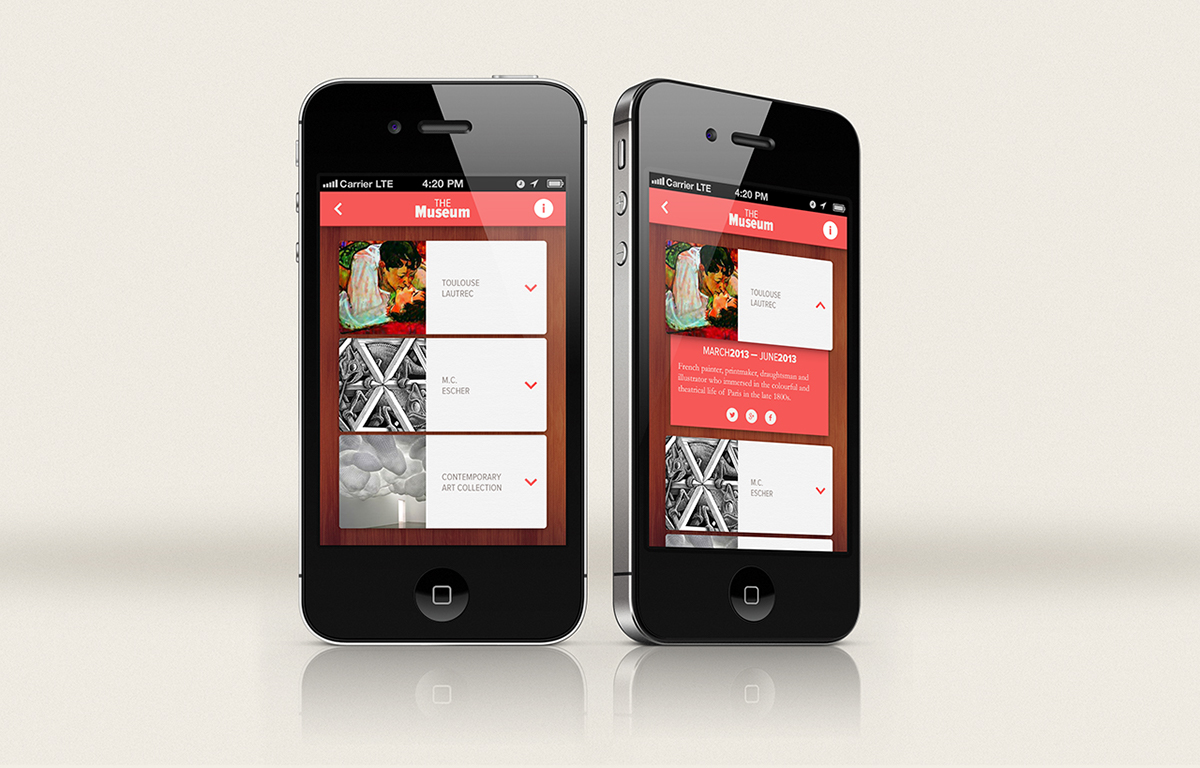 museum application  iOS art museo mobile smartphone  user interface UI ux app  Gallery