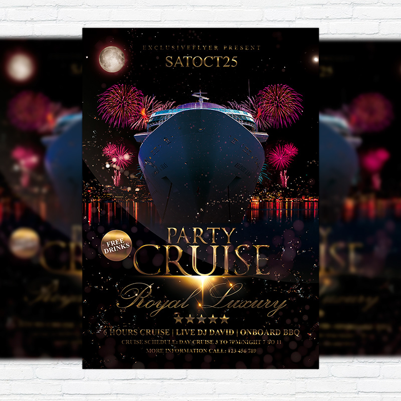 psd bar beach beach club party boat Coast cruise cruise flyer night cruise party cruise poster flyer hits Holiday