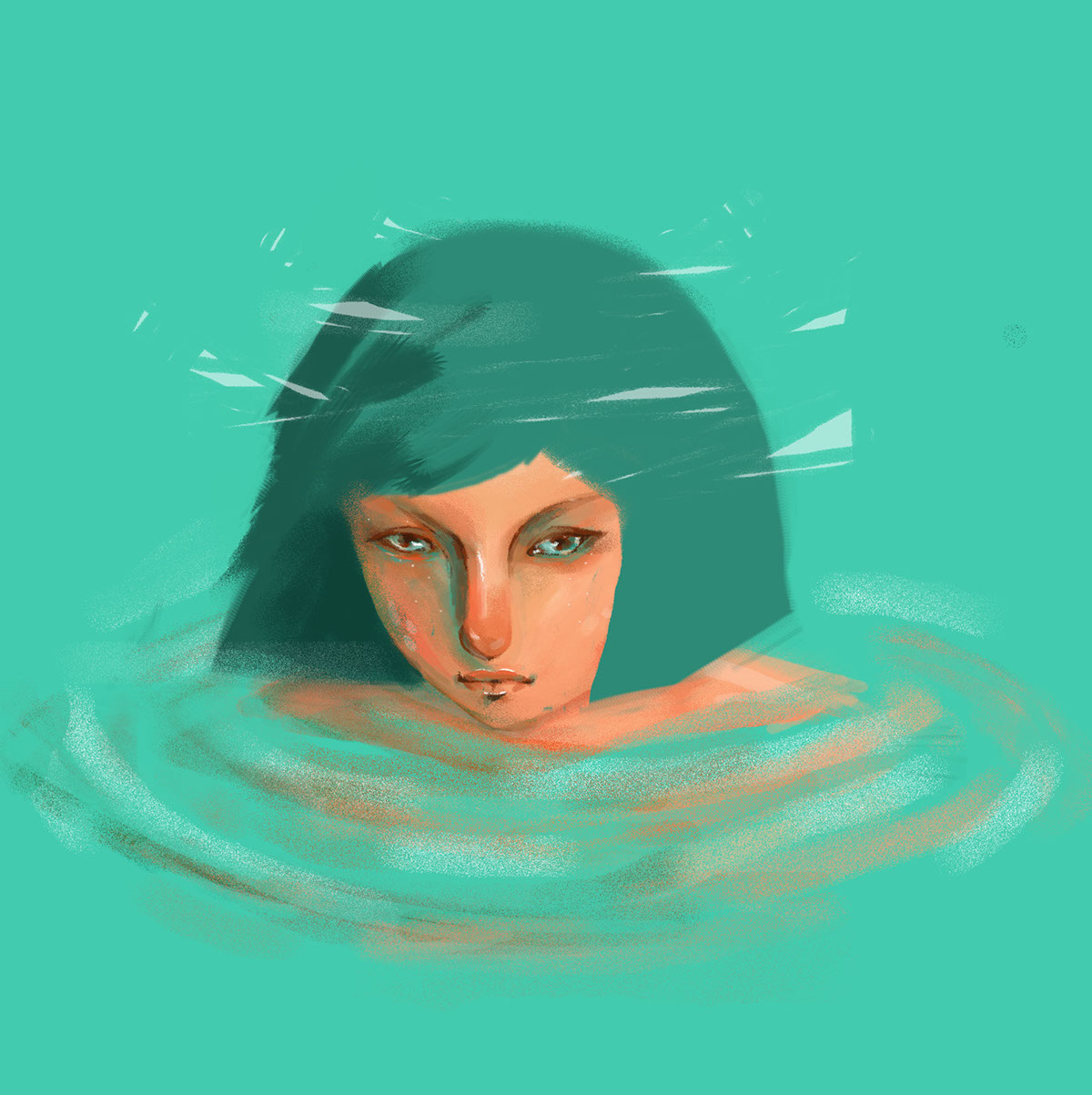 girl bathing river