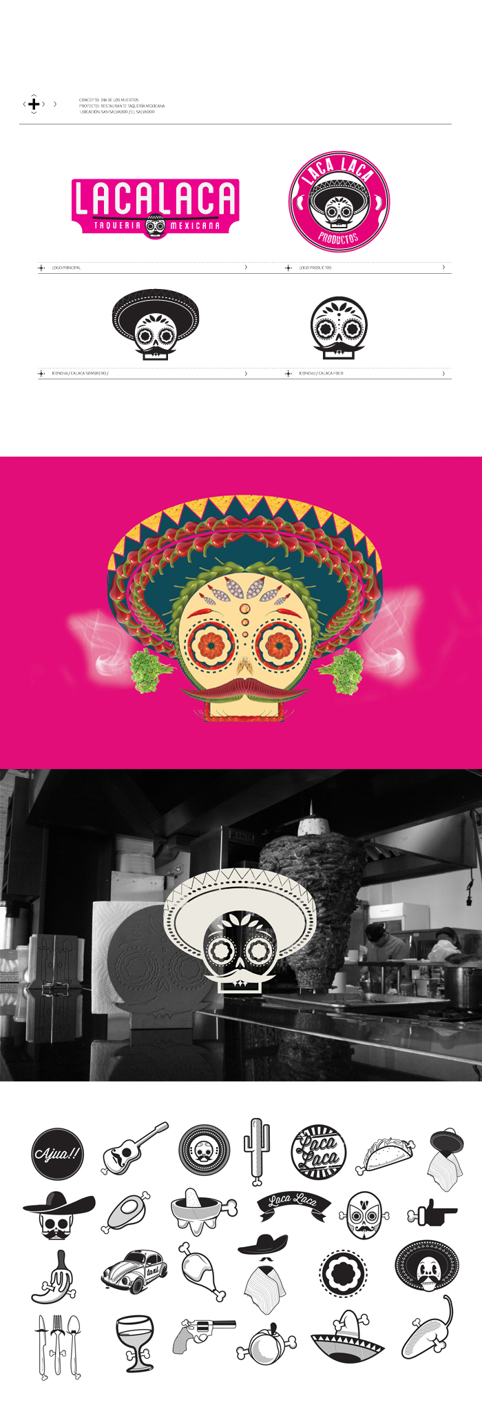 calaca mexican restaurant ajua Mexican Tacos El Salvador Graphic Design Restaurant