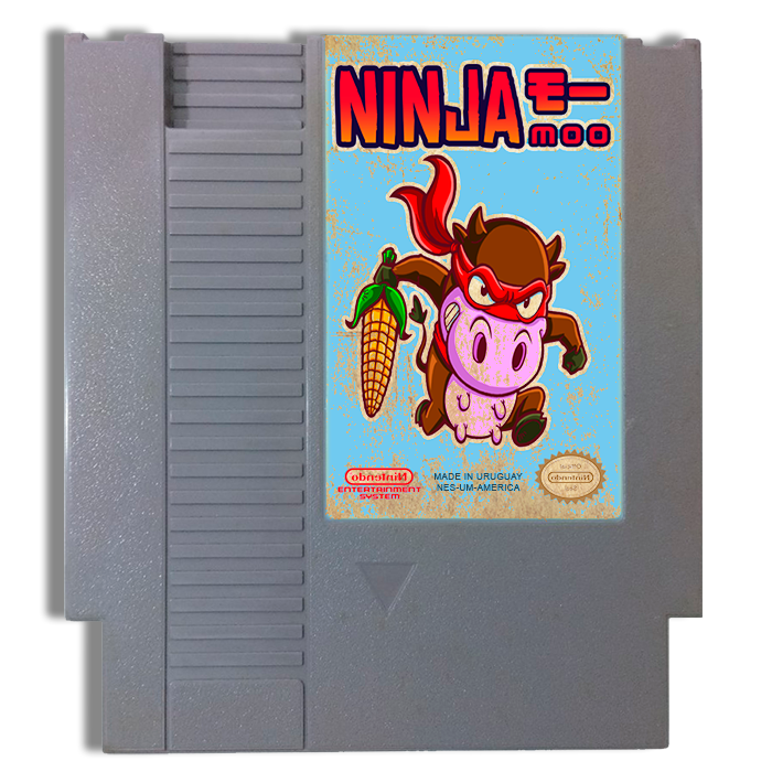 Fan Art Ninja Moo indiegames steam games Vaca cow ninja retro games vintage NES Video Games Max Texeira uruguay Funny sheep games