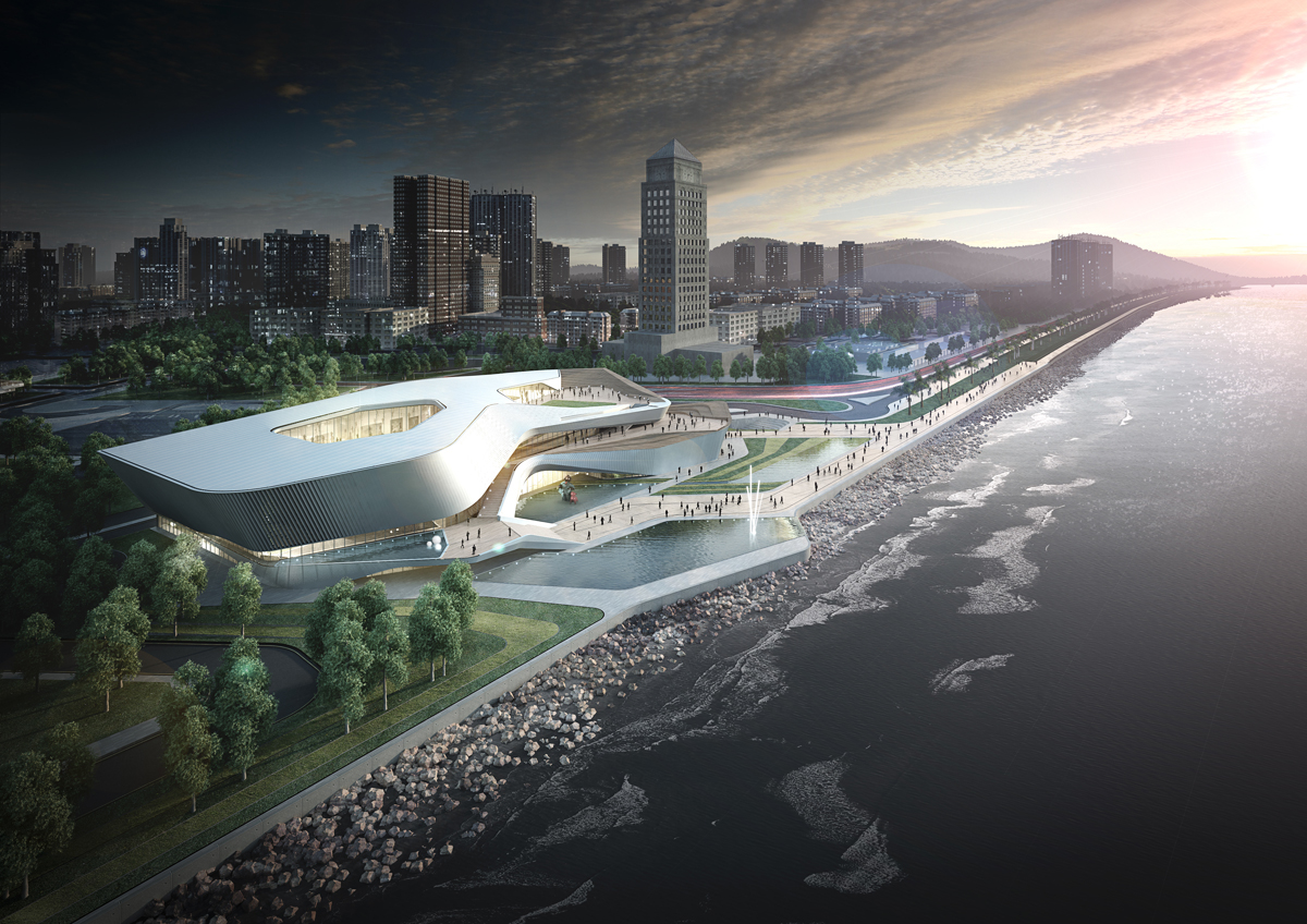 Zhuhai 10 Design museum culture center interiors rendering 3D concept Competition