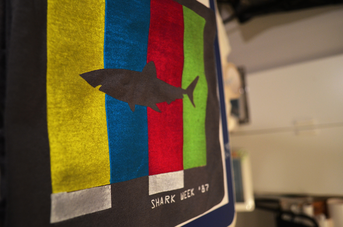 tshirt Shark Week shark week tv shirt color bars Retro