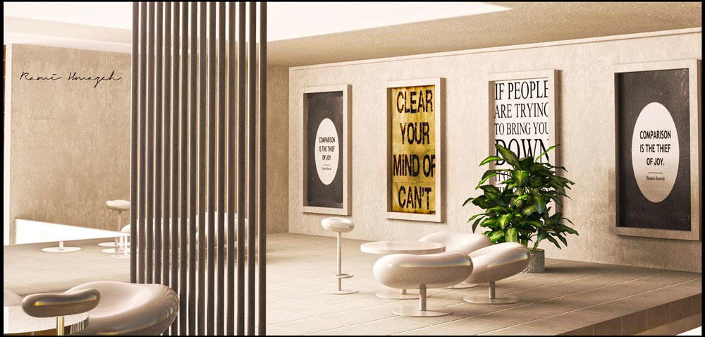 shots Interior design Render 3D modeling materials textures salon sitting furniture