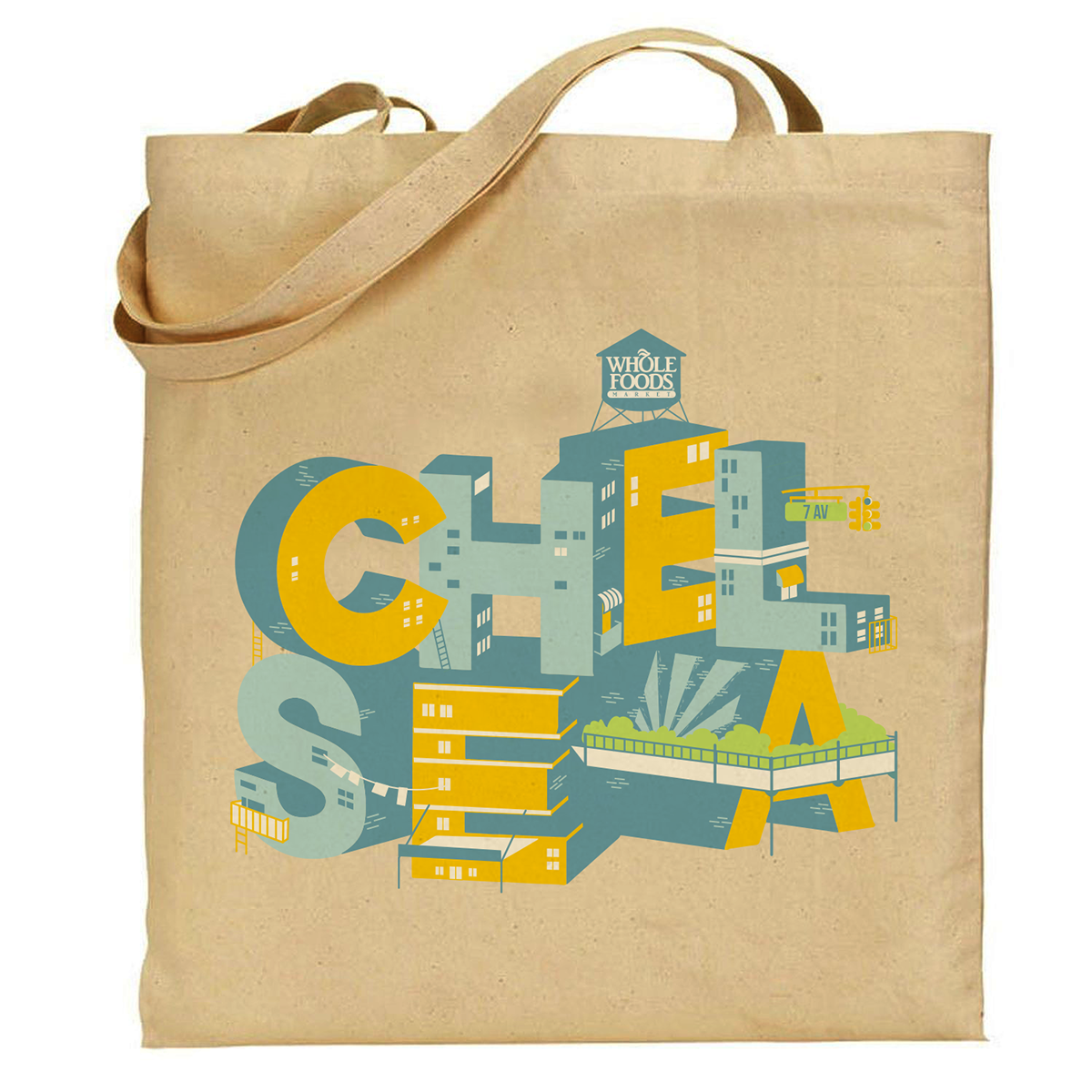Tote graphic WholeFoods whole Foods produce Chelsea NY nyc