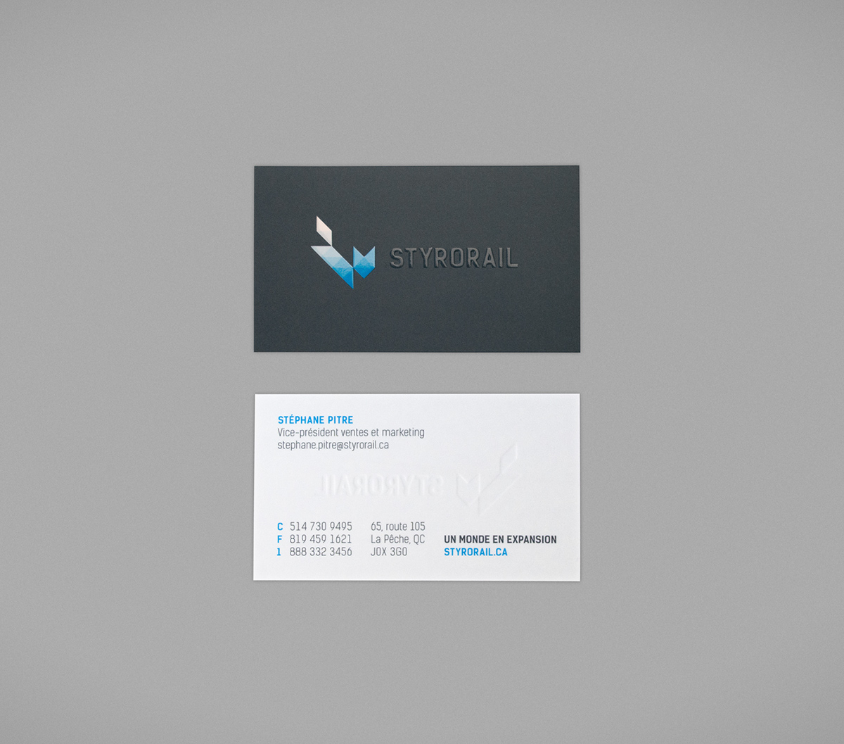 FOX Blue Fox styrorail insulation thermal Stationery logo emboss Varnish custom enveloppe business card
