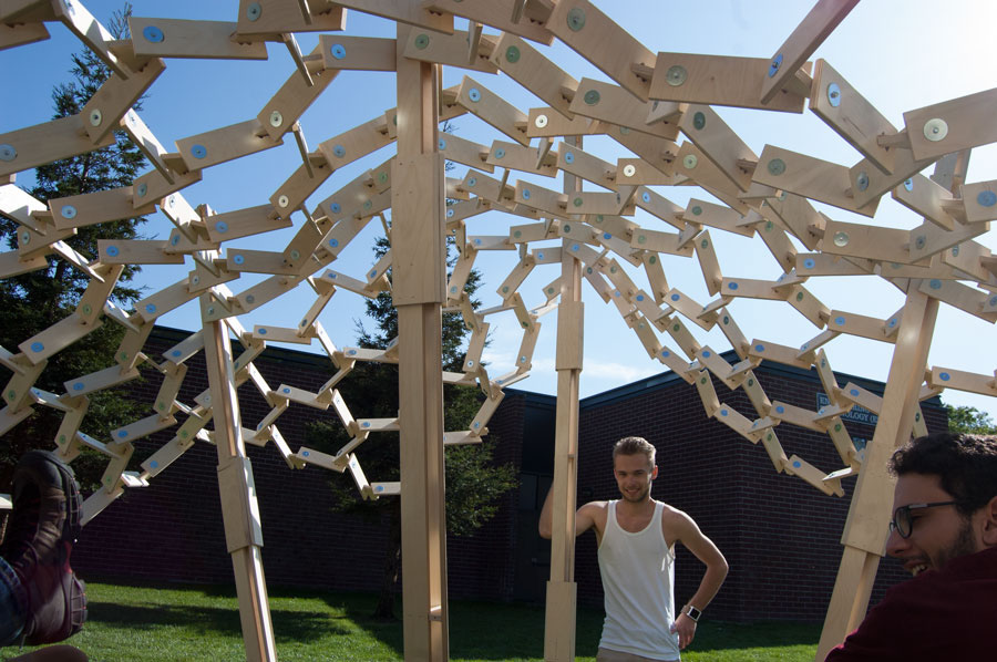 installation wood pavilion interactive plywood structure temporary