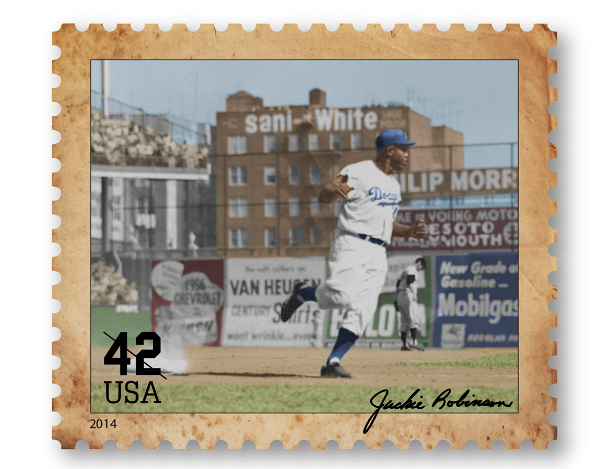 jackie robinson baseball stamps Commemorative Collection colored