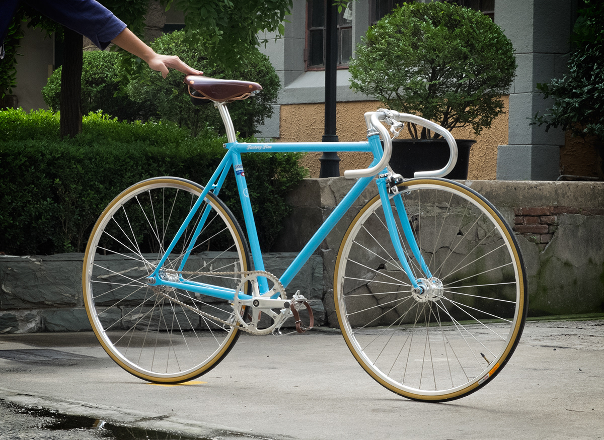 Factory Five Bicycle pearl blue bespoke Custom lugged shanghai china fixed gear fixie Bike