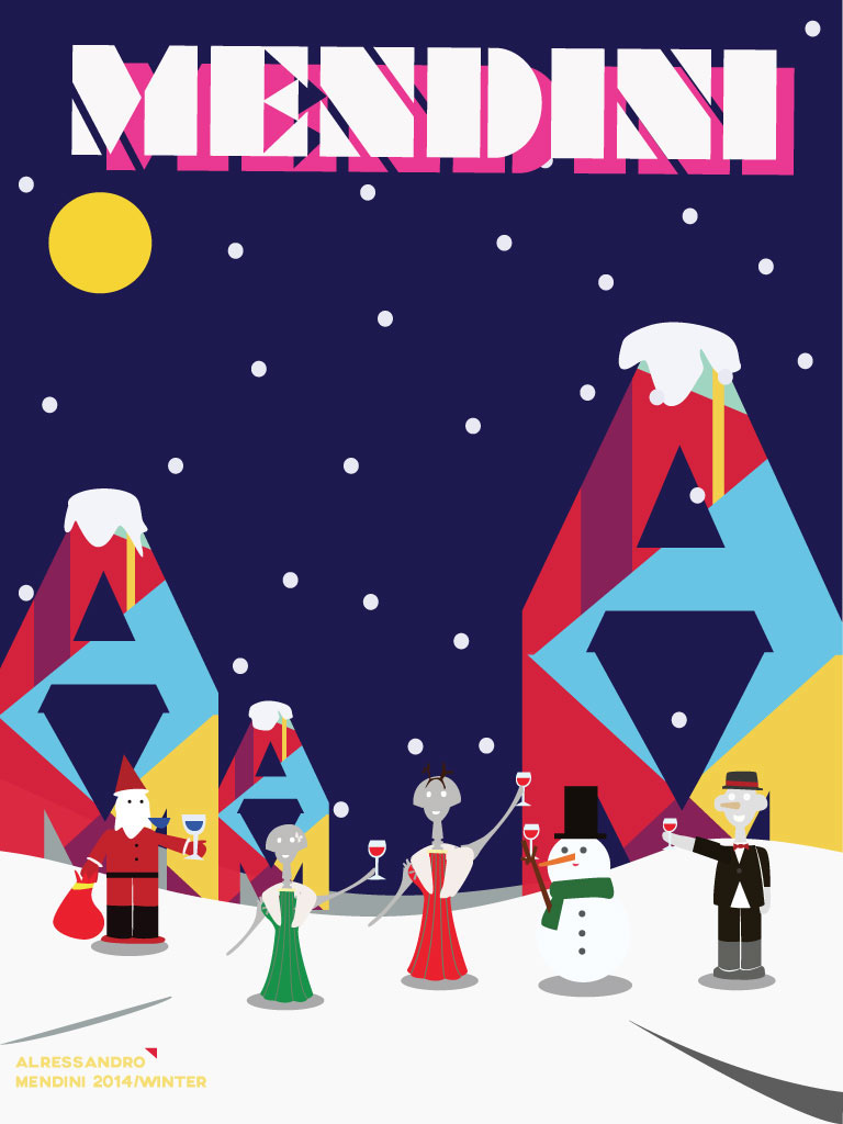 wine wine opener poster design moma gallery Christmas party Alessandro Mendini alessi art winter night party print