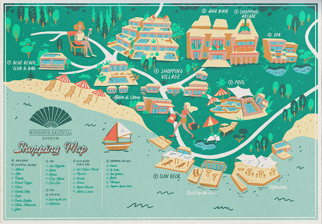 design flamadesignhouse graphic Guide hotel ILLUSTRATION  infographic map Shopping typography  