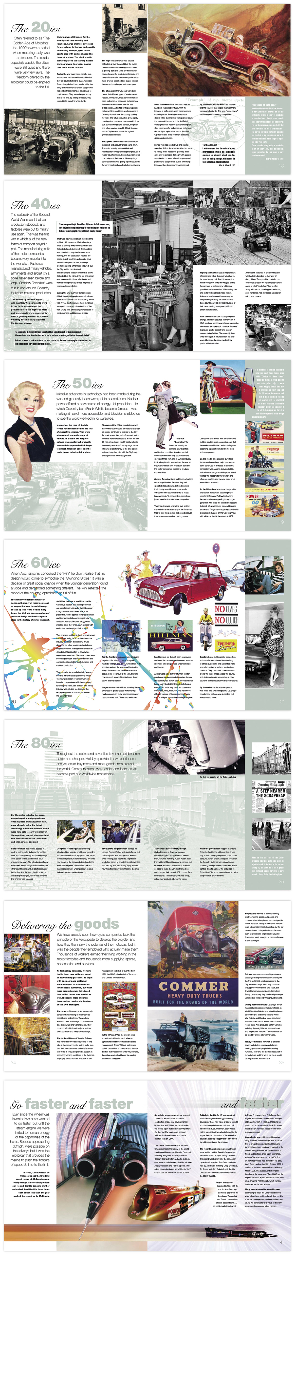 Coventry Transport Museum design artwork book design marketing materials Concepting Analysis Archive research