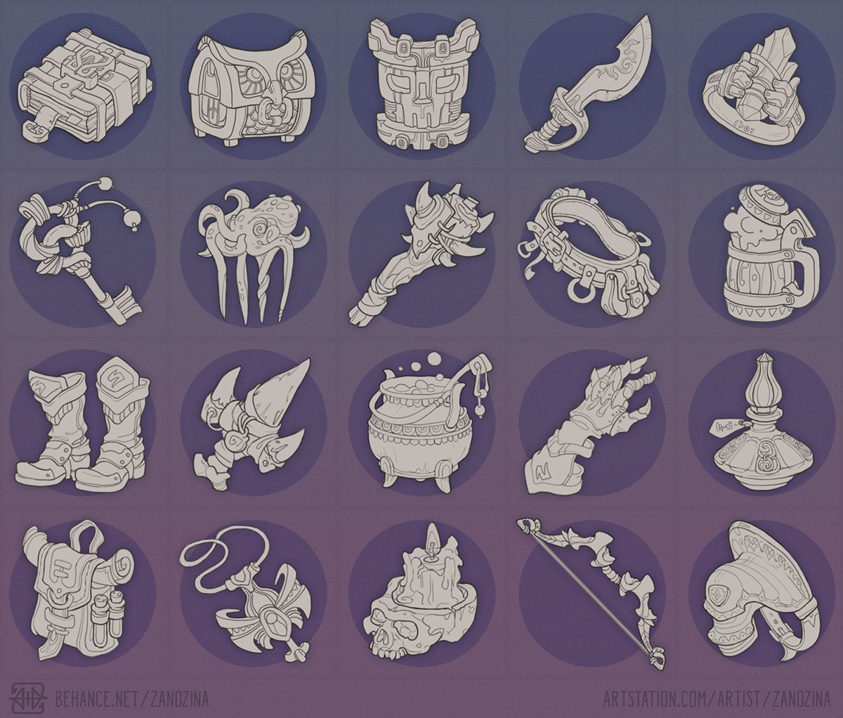 fantasy Icon concept conceptart props Weapon chest Armor gamedev