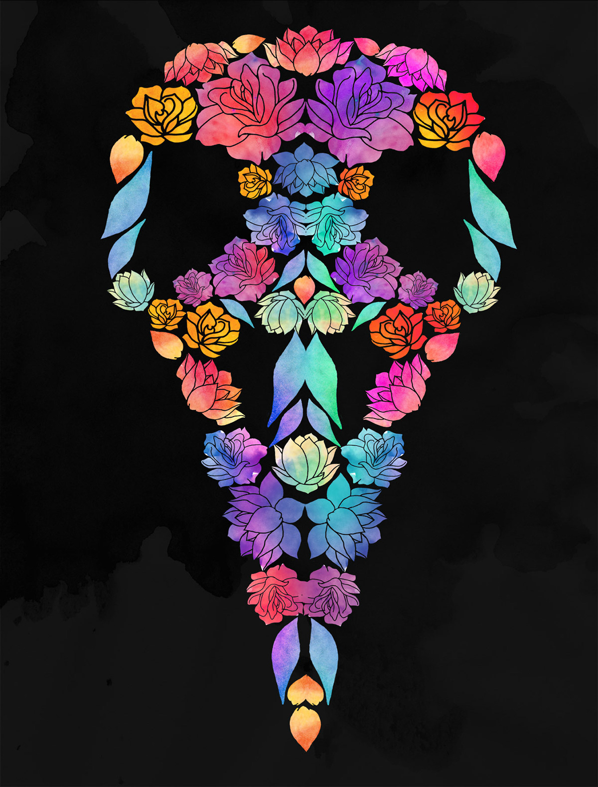skulls color  flowers   animals  Death  collage