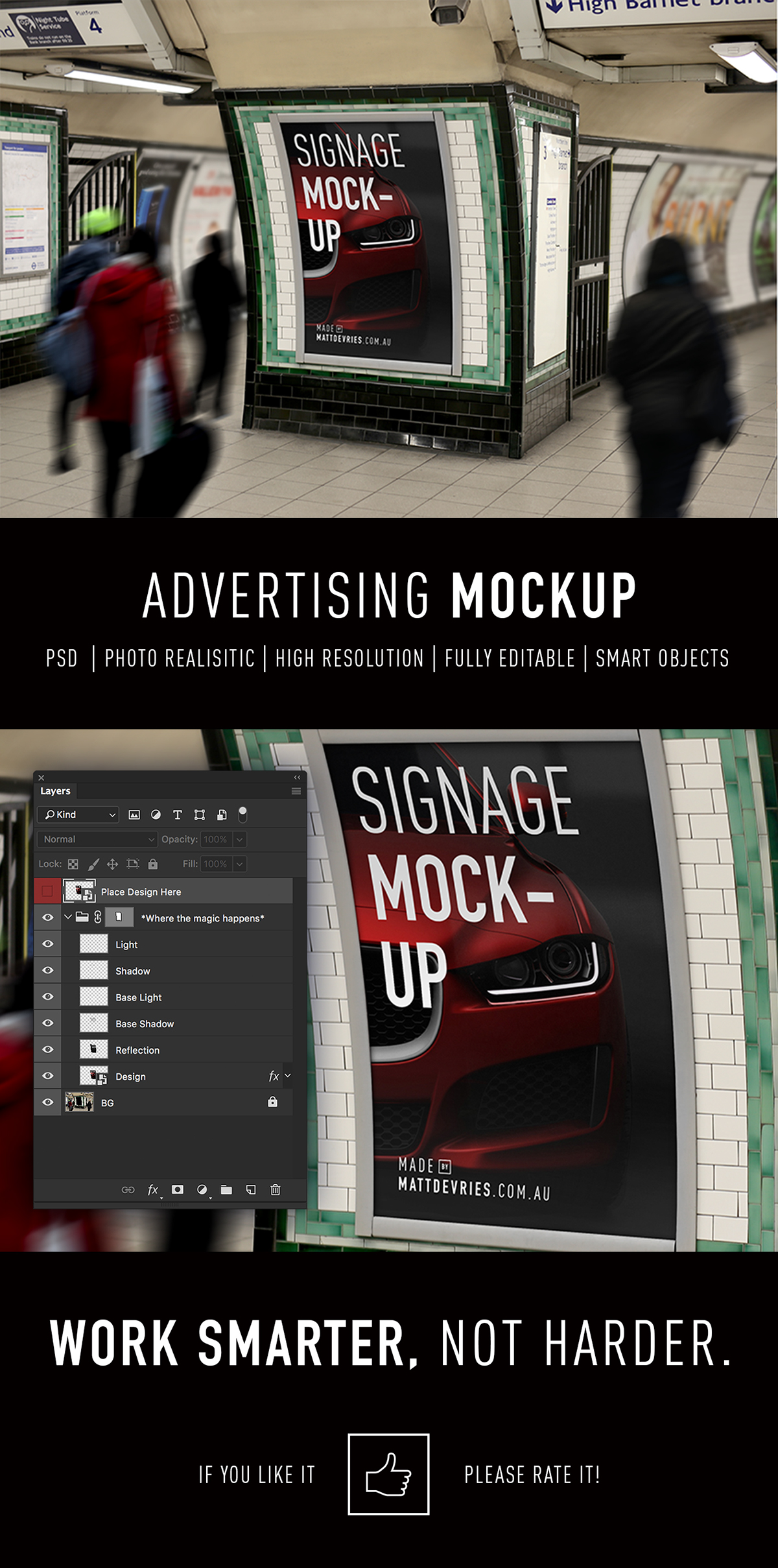 Signage template psd Mockup mock-up free advert design photoshop billboard