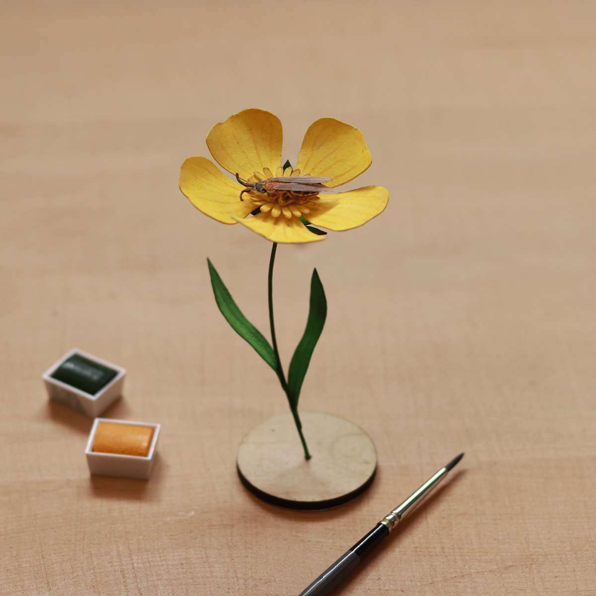 art bees birds butterfly Flowers Miniature paper art paper cut watercolor wildlife art