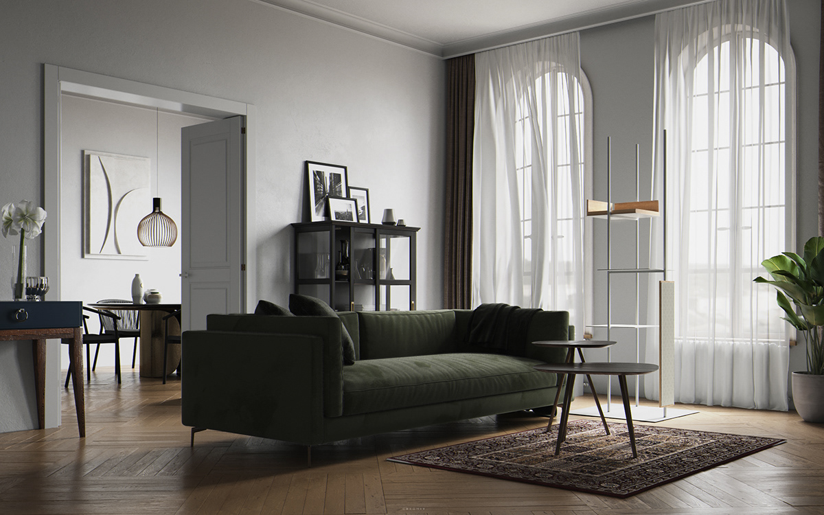 3dsmax apartment Classic Interior corona renderer design Interior light interior photoshop visualisation