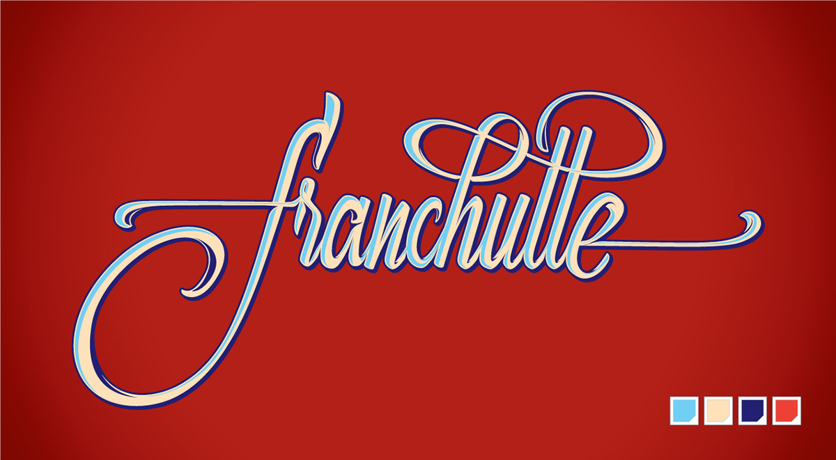 Franchutte logo stand up comedy venezuela handwritting Retro caligrafia