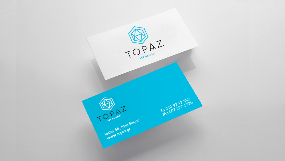 topaz gallery jewelry brand black White blue stone geometric logo Logotype type package identity pantone