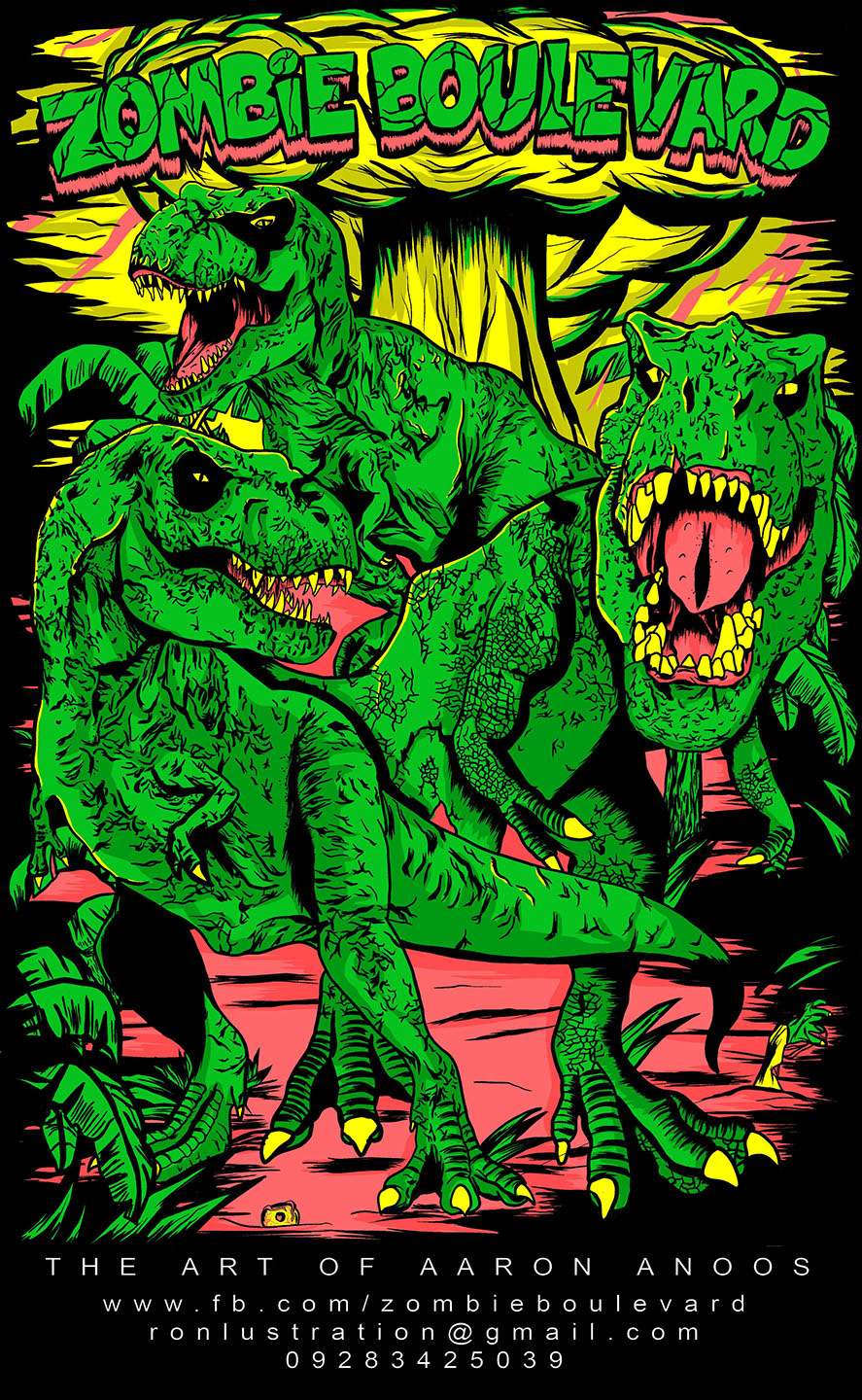 zombie boulevard aaron anoos ILLUSTRATION  Clothing tees Dino Dinosaur