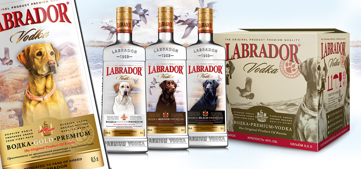 Vodka Labrador design Label bottle package dog