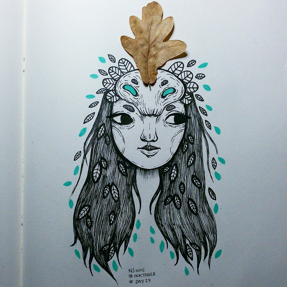 inktober 2015 inktober ink characterdesign dailysketch sketchbook paper dark girl Tradicional natsantos portrait