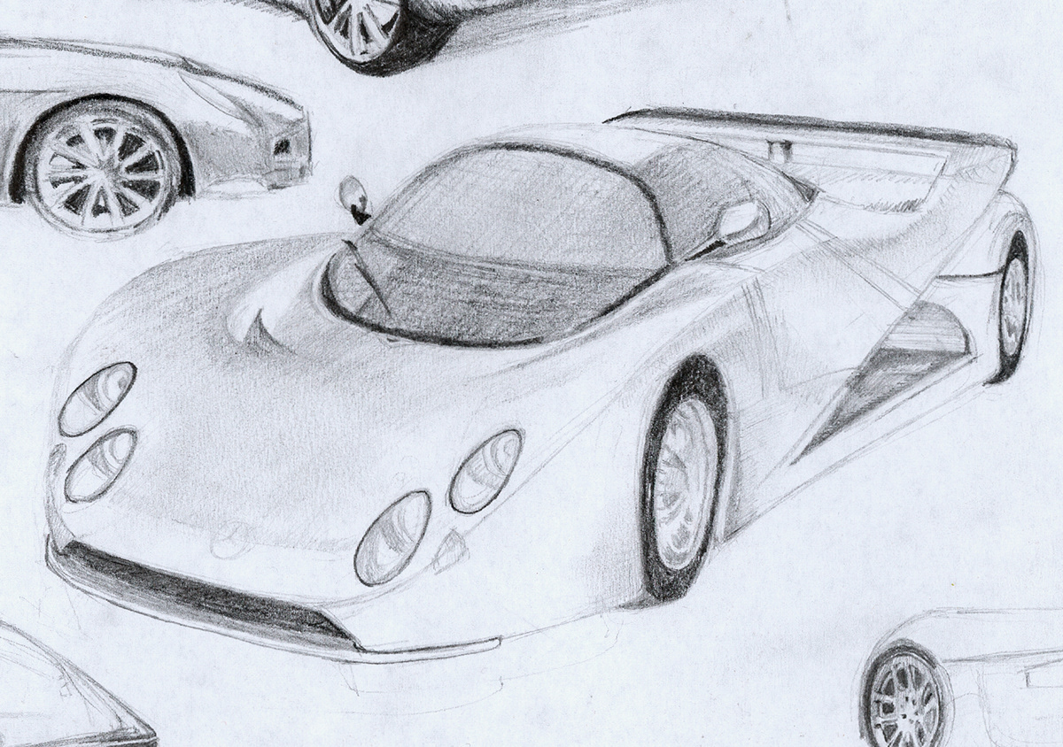 Cars shoes sketches drawings