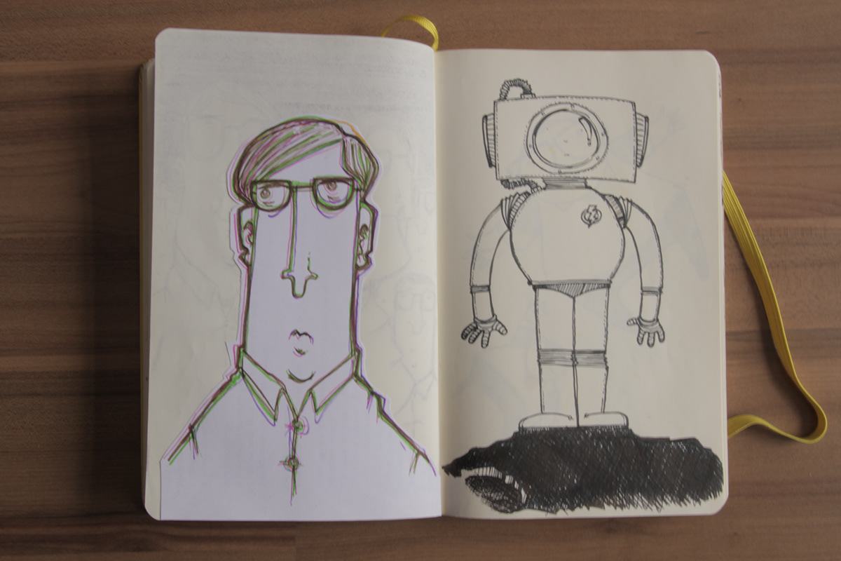 moleskine Pac-Man sketchbook drawings doodle pen