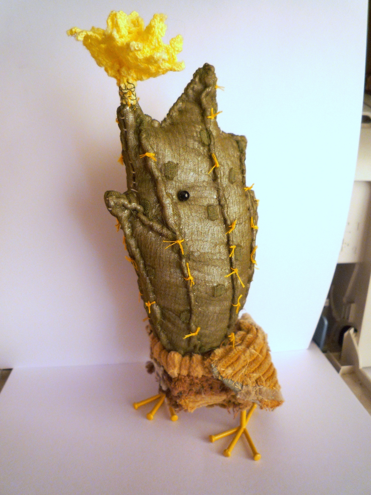 bird cactus cacti textile sculpture bird sculpture textile creature