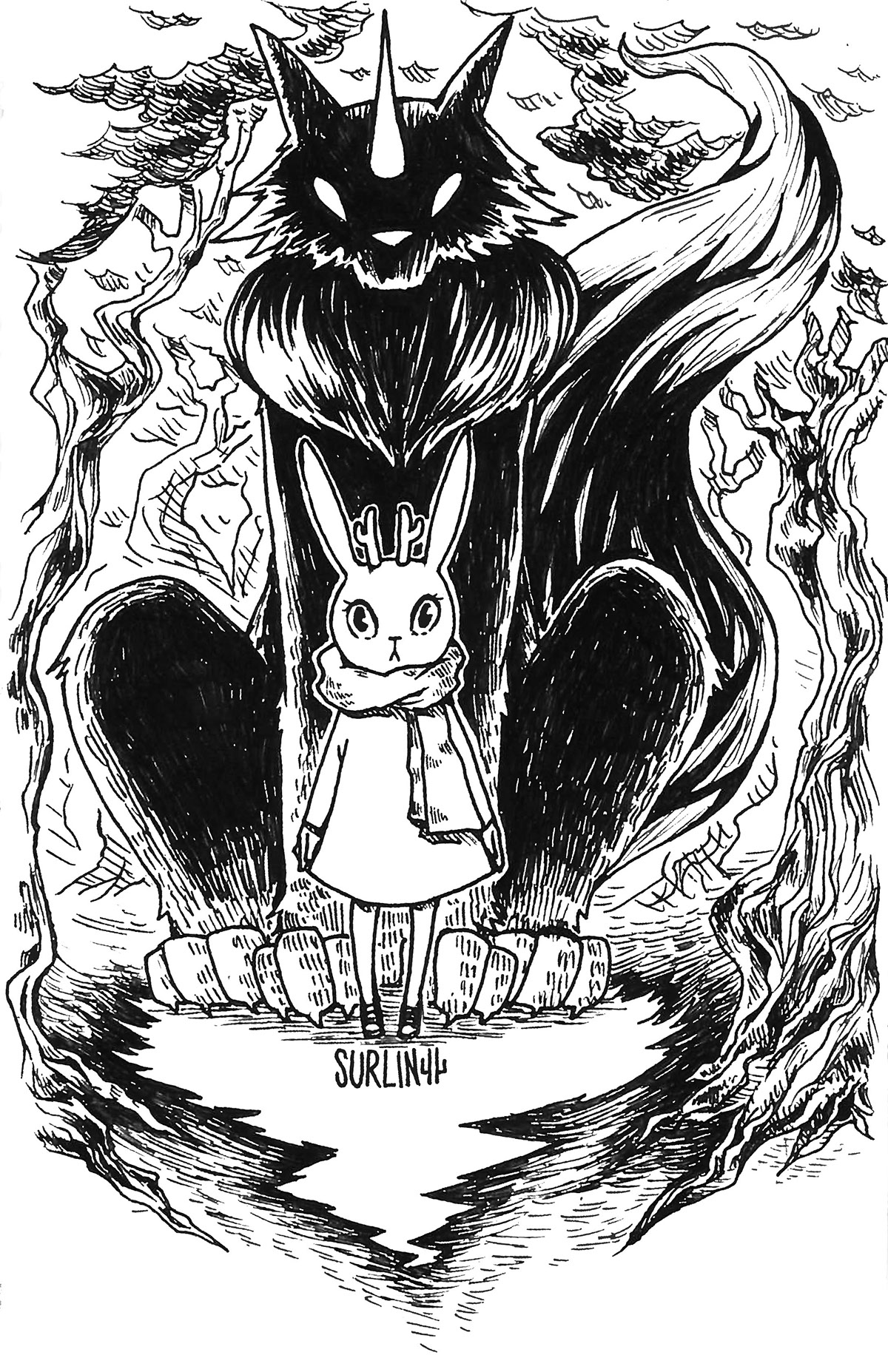 handdraw sketch rabbit knight Jim Lin animal fantasy