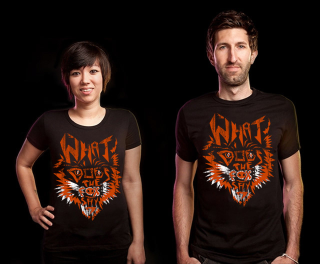 Threadless artwork tees t-shirt design graphic design tee what does the FOX animals orange Black tees