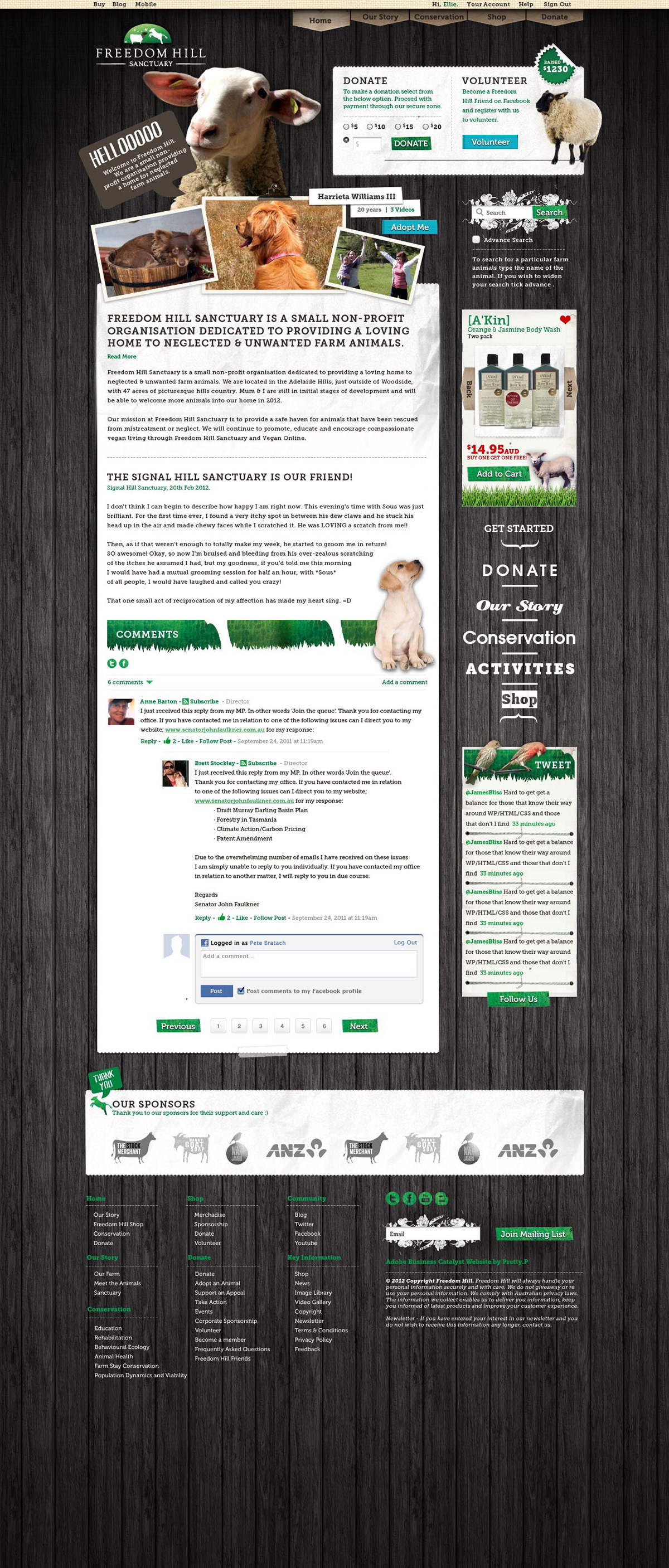 graphics Website farm animals design donating ProBono e-commerce social media