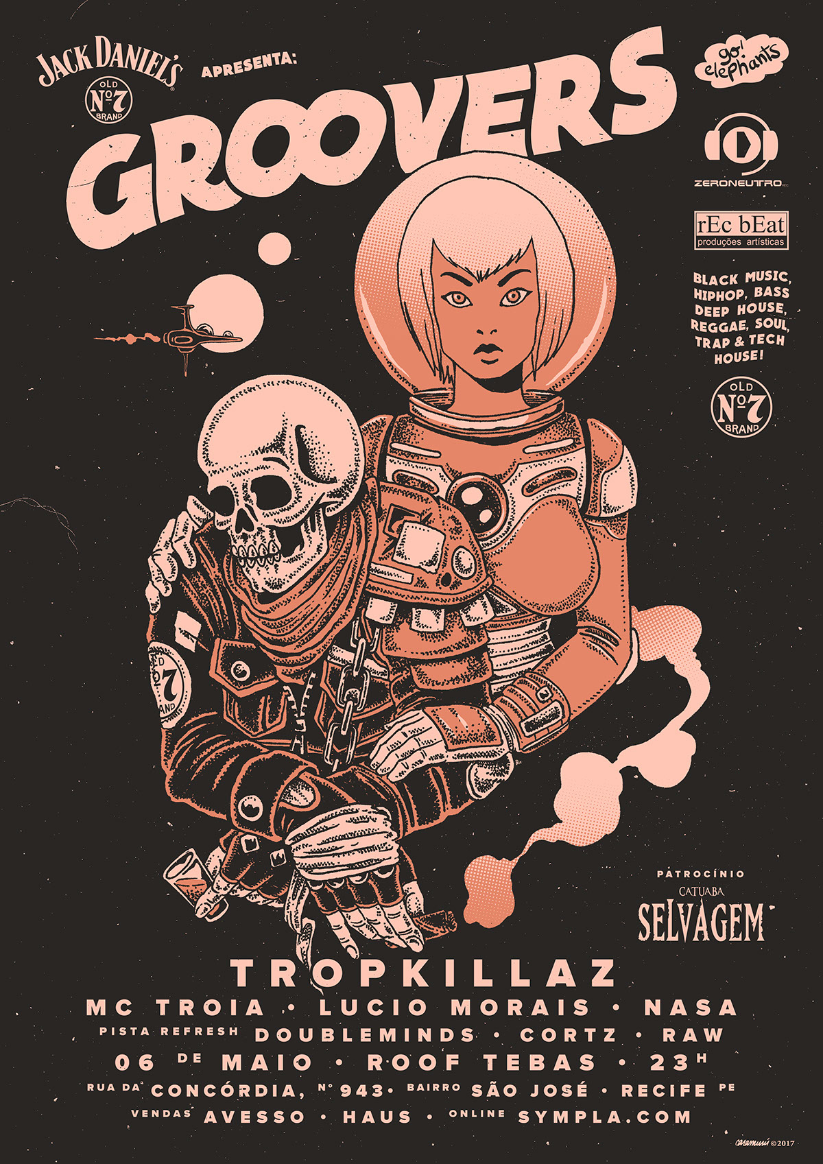 poster art Space  music jack daniel's graphic design  skull girl Whiskey