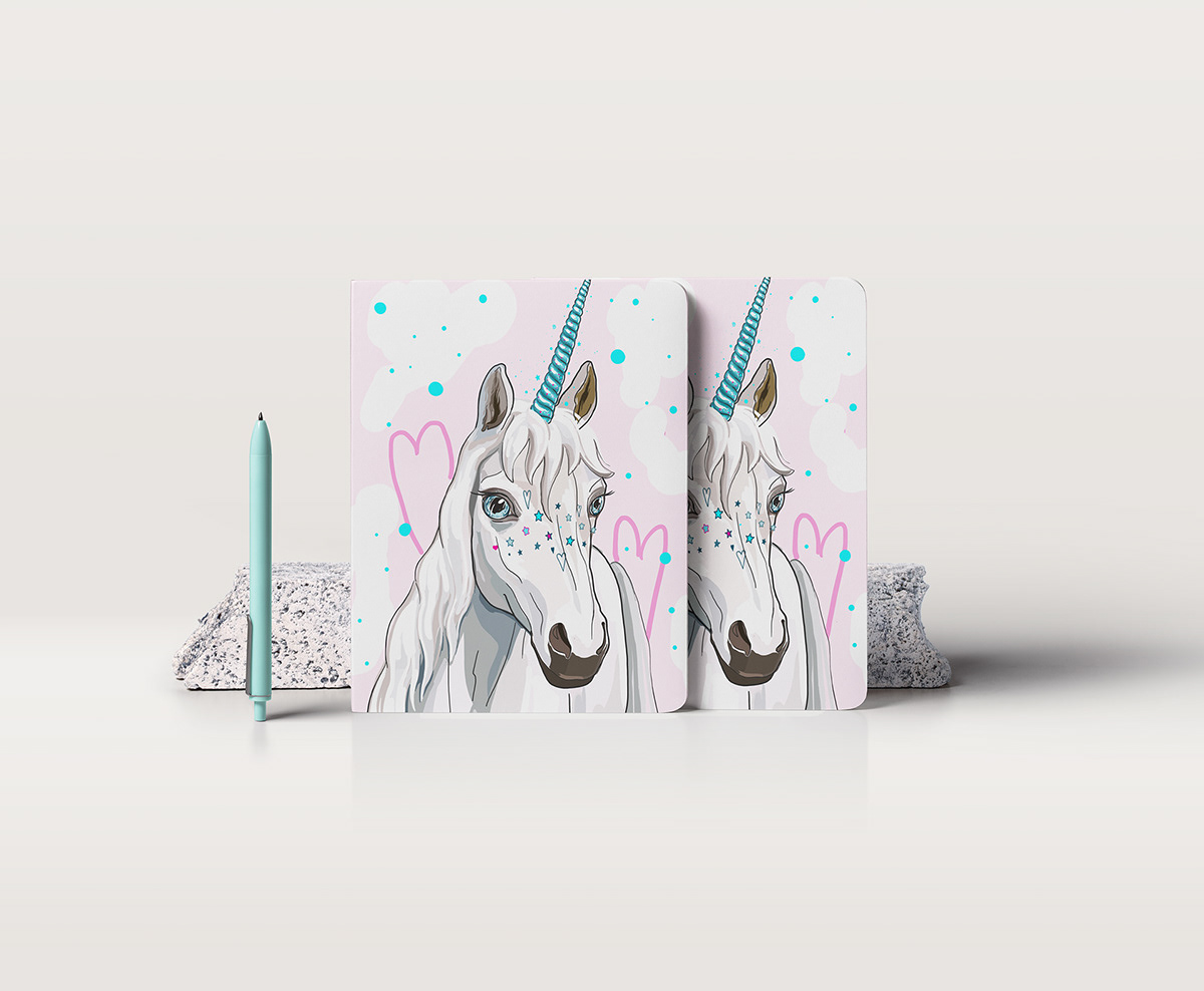 notebook covers unicorn green pink horse Magic   cute polka dots