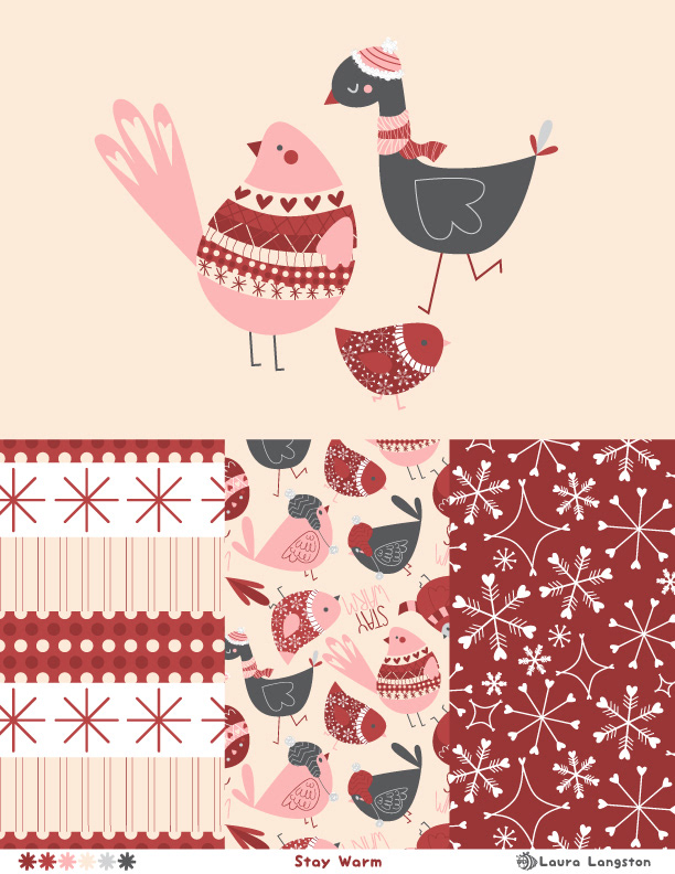 pattern Christmas valentines Holiday design bear animals cardinal bird Food  hamburger cute